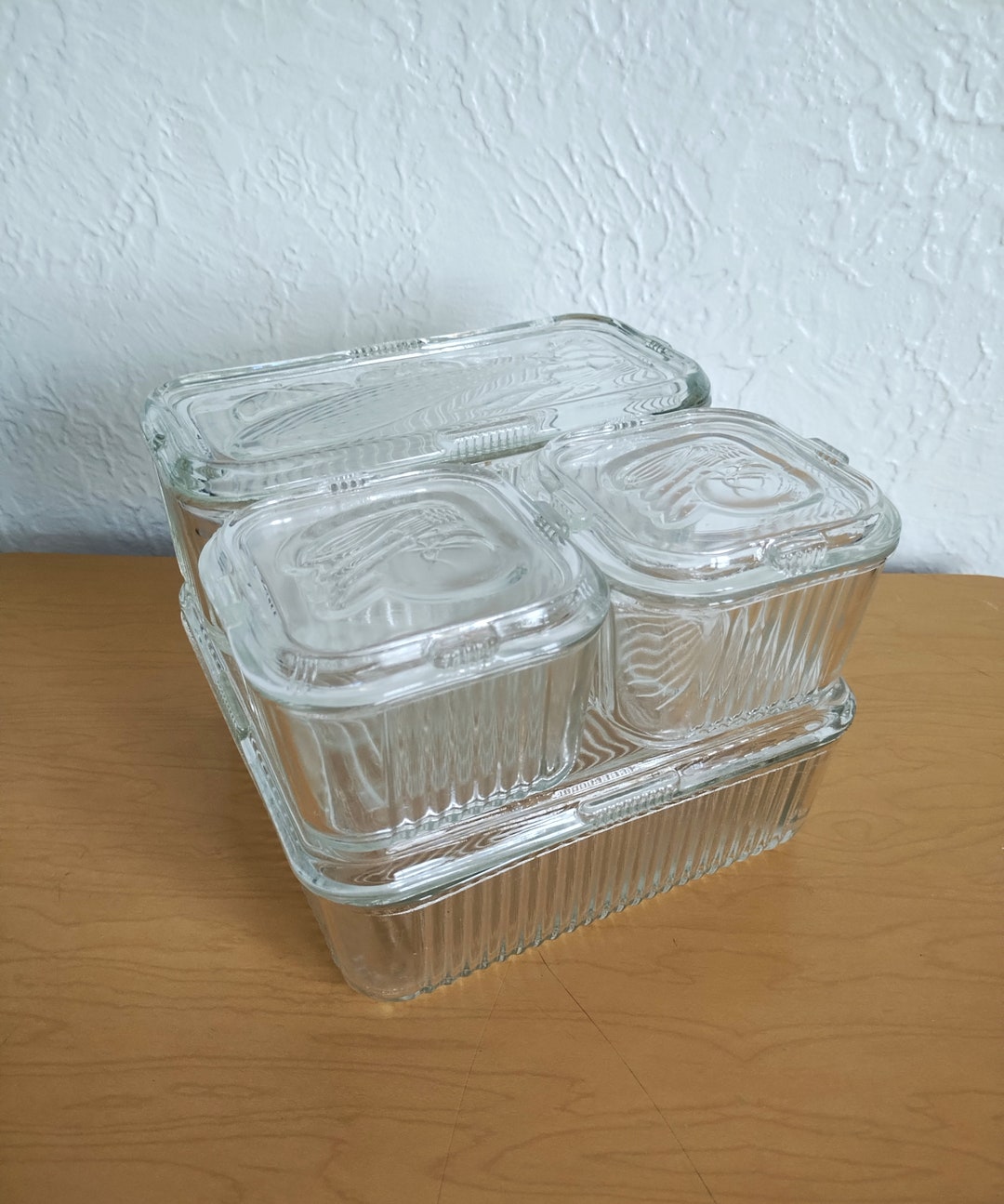 Vintage Federal Glass Refrigerator Dishes With Lids, Set of 4 ...