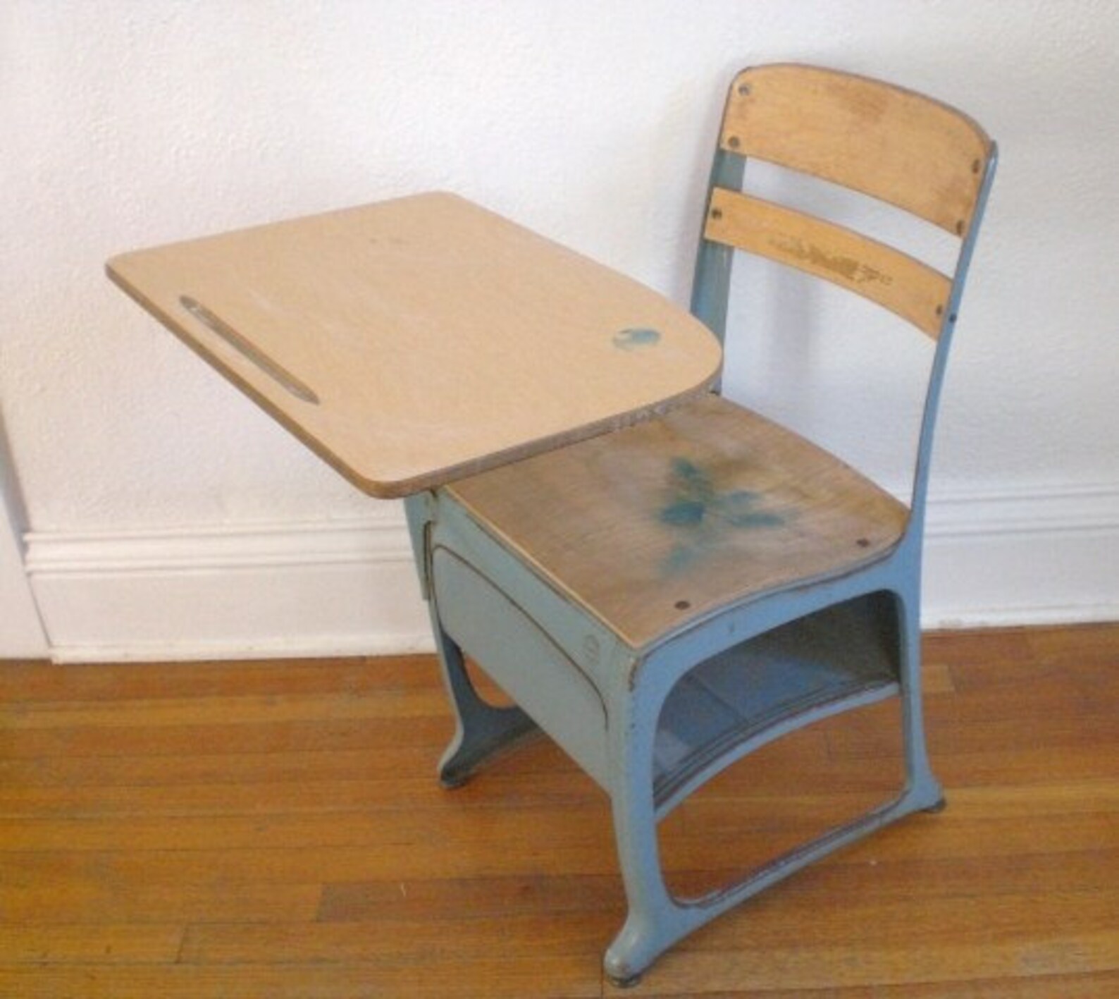 Vintage Child's School Desk and Chair Wood Metal Mid Etsy