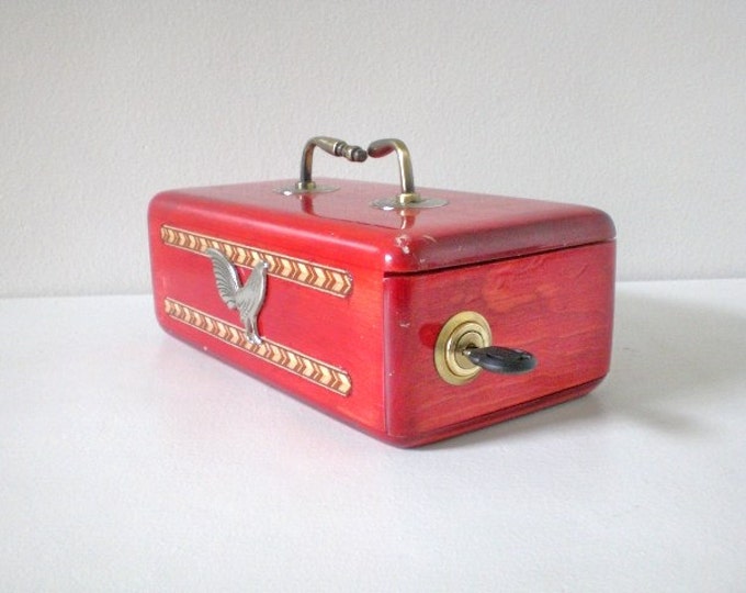 Vintage Jewelry Box Lock and Key Hand Made Two Drawer RESERVED Etsy