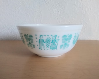 vintage Mid-Century Pyrex Butterprint 403 mixing bowl, 2 1/2 qt, turquoise white ~ GallivantsVintage