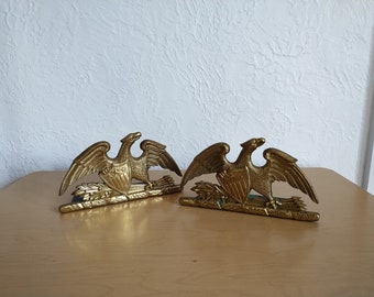 vintage brass bookends, Spread Eagle, Virginia Metalcrafters, 1952, set of 2, Mid-Century ~ GallivantsVintage