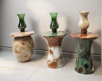 Marble and Onyx Accent Tables
