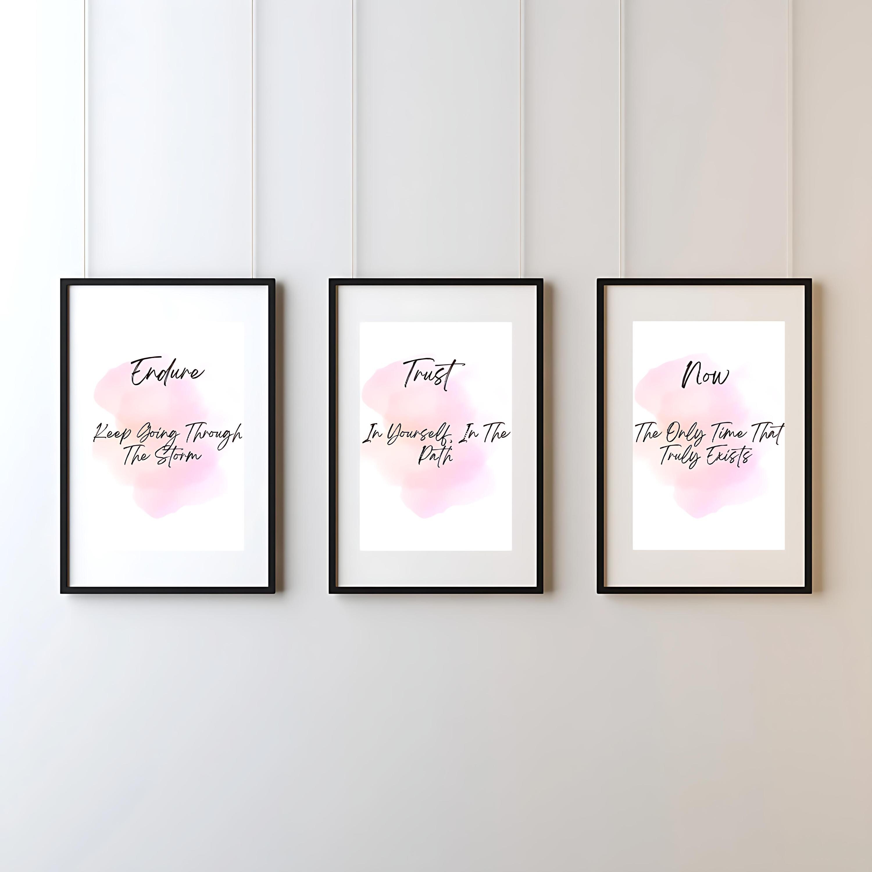 Download Motivational Quote Wall Art Set of 3, Pink Watercolor Printable Bedroom Decor, Inspirational Digital Quotes download
