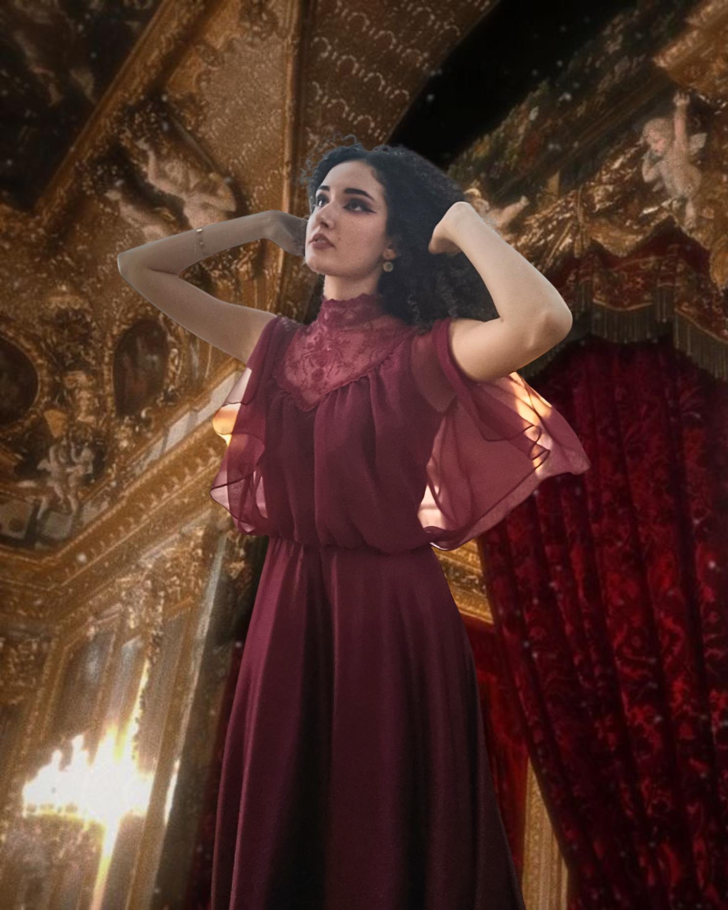 Generic Abito da donna in stile rococò, gotico, stile vittoriano, con maniche a farfalla, stile