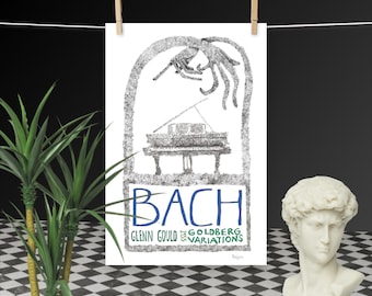 Illustrated Poster of BACH: Goldberg Variations 1955 recording by Glenn Gould