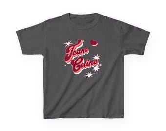 Céline Fan Retro Disco Kids Childs Tee, 70s Groovy Script Sparkle Star Print, Oversized Inspired Washed Graphic Top, Music Fan Gift