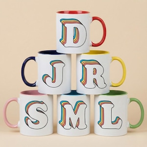 Taza con inicial personalizada, taza con letra personalizada, regalo para mejor amigo, taza para profesor, taza para papá, regalo de agradecimiento