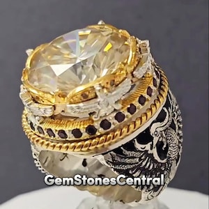 Unique White Moissanite Ring in 925 Sterling Silver Ring Pure Moissanite Ring For Men