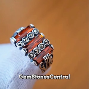 925 Sterling Silver Men&#39;s Ring with Ruby Stone, Vintage Gothic Red Gemstone Ring, Handcrafted Statement Jewelry for Men, Unique Gift Idea