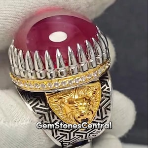 Unique Pink Ruby Mens Ring Real Pink Yaqoot Ring Top Quality 925 Sterling Silver Design Ring Gift For Her