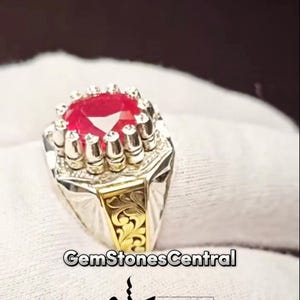 Pink Ruby Ring for Men 925 Sterling Silver Real Ruby Gemstone Ring Handmade Statement Jewelry Gift for Him