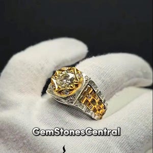 Real White Moissanite Men Ring Gold Plated 925 Sterling Silver ring for men Beautiful moissanite Ring For Her