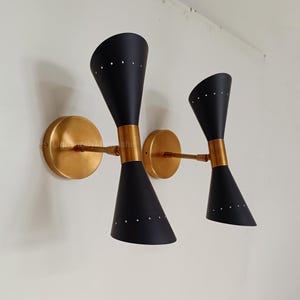 1950&#39;s Diabolo Wall Sconce Italian Modern Stilnovo Style Mid Century Wall Lights Wall Sconce Light - Fixture 2 Bulb Pairs