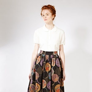 Women Linen Skirt, Floral Skirt, 1950&#39;s Skirt, Retro Skirt, Pleated Skirt, Linen Pocket Skirt, Flare Skirt, Circle Skirt, Full Skirt, Swing
