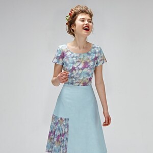 Women Dress, 1940's Dress, Liberty Dress, Cocktail Dress, Blue Dress, Knee Length Dress, Elegant Dress, Cotton Dress, Plus Size Clothing