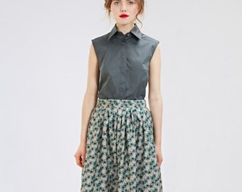 Midi Skirt, Full Skirt, Women Skirt, Retro Skirt, 1950&#39;s Skirt, Vintage Style Clothing, Floral Skirt, Pocket Skirt, Flare Skirt, Cotton