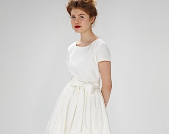 Simple Wedding Dress, Vintage Style Wedding Dress, White Dress, Short Wedding Dress, Modest Wedding Dress, 1950's Dress, Retro Wedding