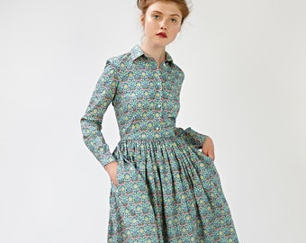 Liberty shirt dress - Custom 1950 style retro midi dresses by MrsPomeranz