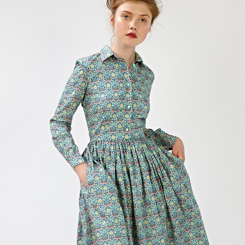 Liberty shirt dress - Custom 1950 style retro midi dresses by MrsPomeranz