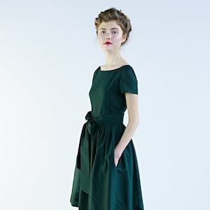 Petrol Green Flare Dress in 1950&#39;s Style by Mrs Pomeranz, Sizes XS - 1X