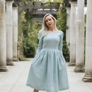 Spring Style Linen Wedding Guest Dress - Linen Bridesmaid Dress - Linen Wedding Dress - SAMPLE SALE - M, L, XL