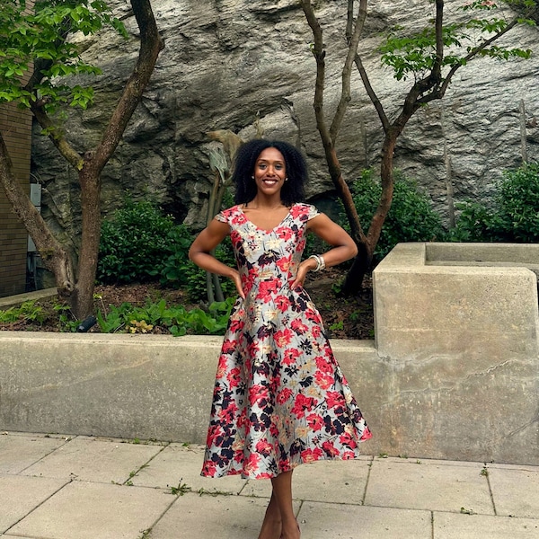 Mother of the bride or groom dress - Wedding guest dresses - Giulietta Red Jacquard Dress by Mrs Pomeranz