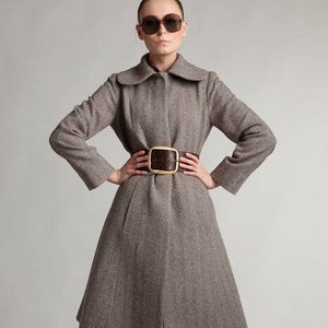 Grey Wool Coat, Belt Coat, Princess Wool Coat, Women Elegant Coat, 1960&#39;s Clothing, Winter Coat, Extravagant Coat, Winter Wool Clothing