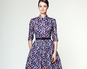 Robe cercle pour femmes, robe de demoiselle d’honneur, imprimé Liberty, robe col, robe florale, robe midi, robe des années 1950, robe de cocktail, robe de style vintage