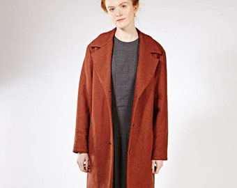 Women Minimalist Coat, Wool Coat, Rust Coat, Winter Coat, Warm Overcoat, Jacket Coat, Wool Clothing, Oversize Coat, Elegant Coat, Loose Fit