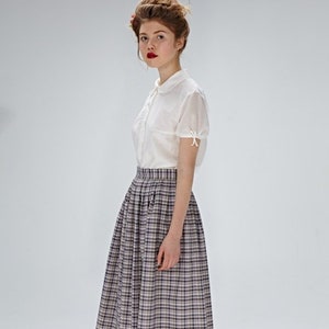 Women Midi Skirt, Wool Skirt, Winter Skirt, Plaid Skirt, 1950's Skirt, Midi Skirt, Pleated Skirt, Flare Skirt, Vintage Style Skirt, Pocket
