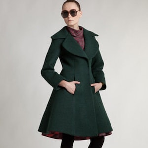 Princess Wool Coat, Women Coat, 1960's Coat, Green Wool Coat, Pocket Coat, Winter Vintage Coat, 1960's Clothing, Warm Coat, Extravagant Coat image 1