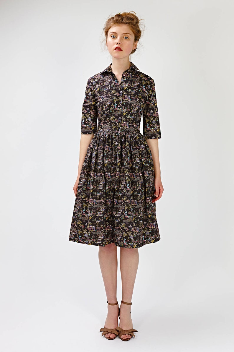 Women Midi Dress 1950's Dress Flare Dress Shirt Dress | Etsy