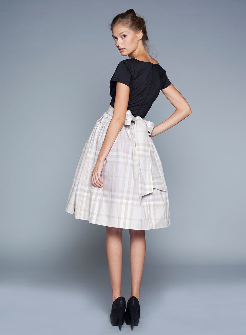 Women Dress, 1950's Dress, Flare Dress, Midi Dress, Pleated Dress, Cotton Dress, Custom Dress, Office Dress, Vintage Style Dress, Pocket image 3