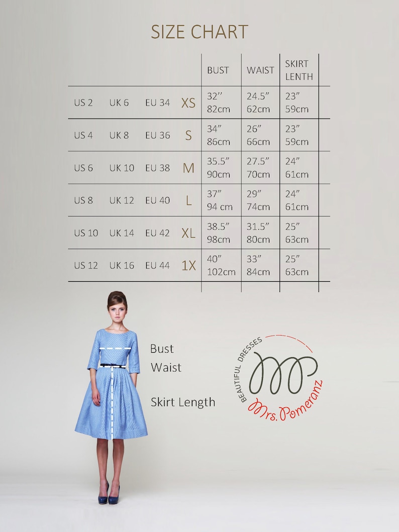 Light blue linen simple wedding dress Alternative wedding dress Retro tea-length spring/ summer wedding guest dresses by Mrs Pomeranz image 9