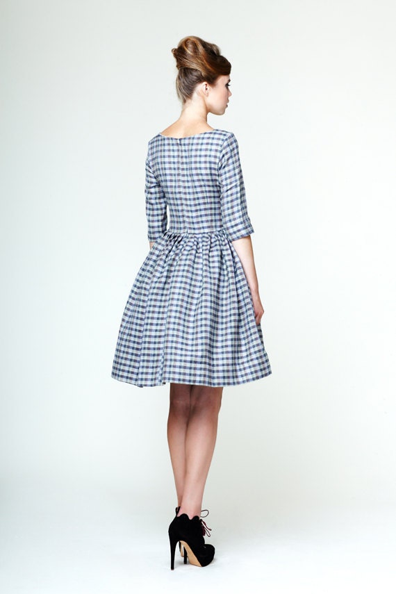 Women Linen Dress 1950's Dress Flare Dress Linen Print - Etsy