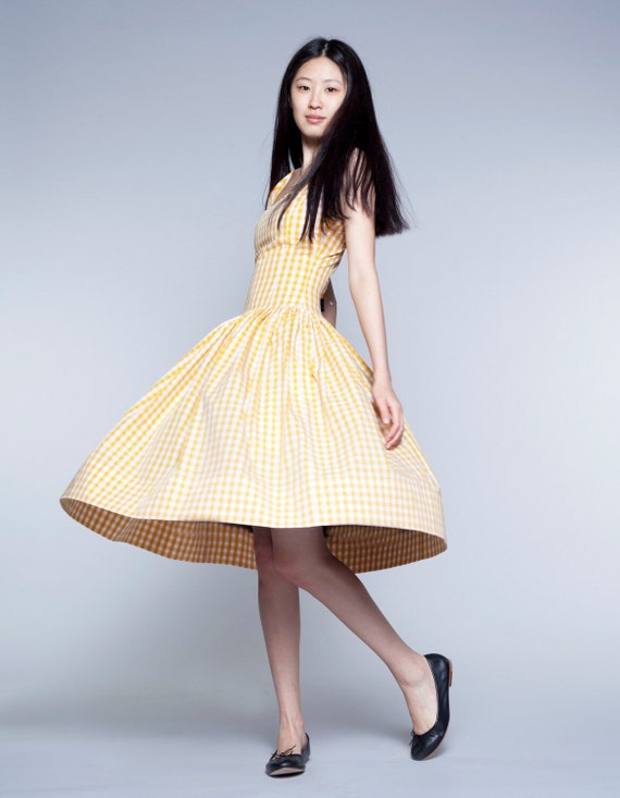 Women Midi Dress, 1950's Dress, Gingham Dress, Circle Dress, Pinup Dress, Vintage Style Dress, Summer Yellow Dress, Flare Dress, Retro Dress - Etsy Women Midi Dress, 1950's Dress, Gingham Dress, Circle Dress, Pinup Dress, Vintage Style Dress, Summer Yellow Dress, Flare Dress, Retro Dress - Etsy