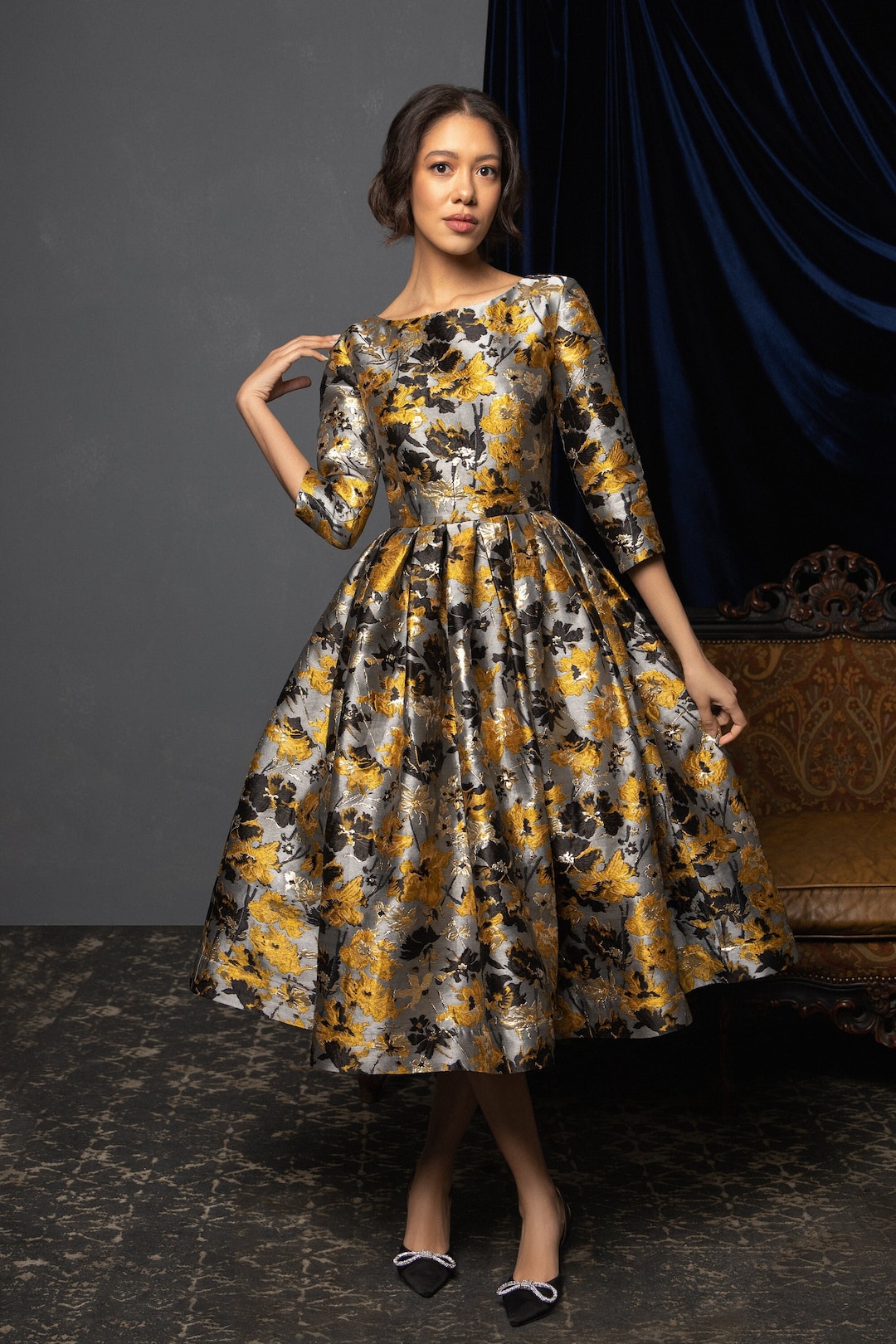 long flowy sleeve dresses Boho Maxi Dress With Sleeves Color:Rose gold Ribbed 4 Dresses | Black And markdowns_uk