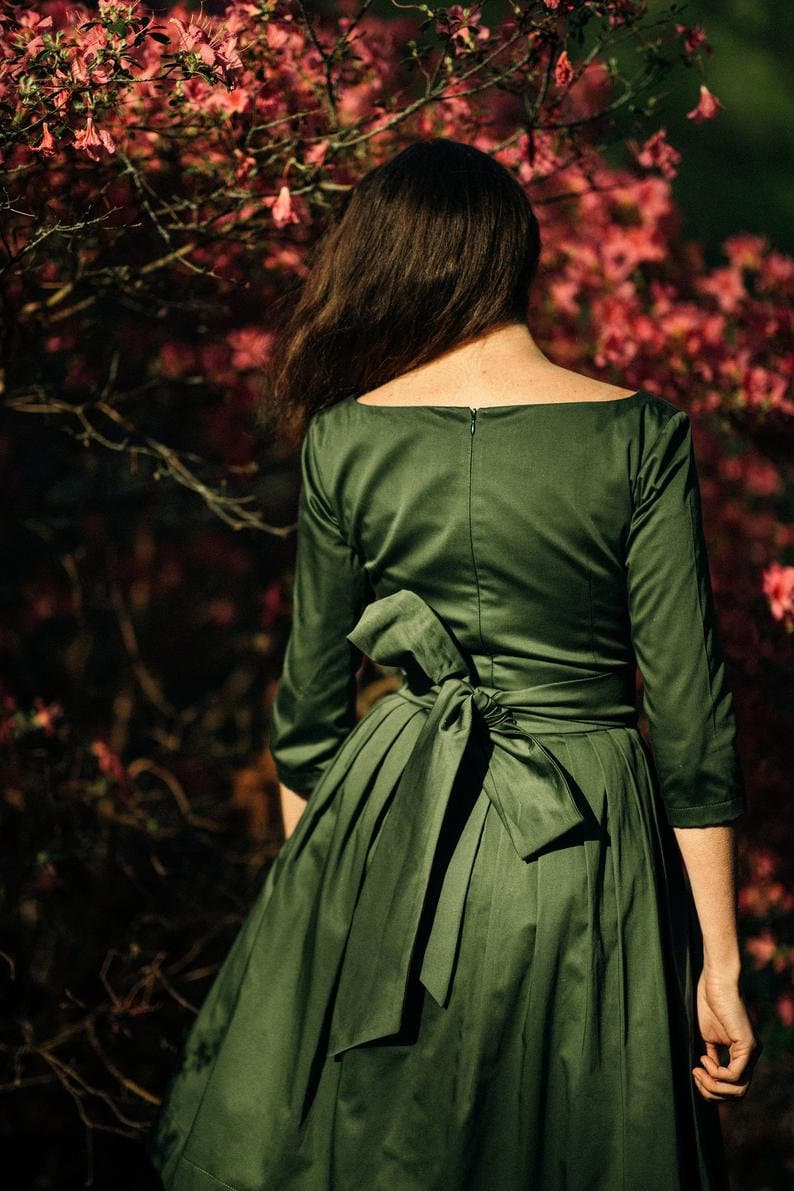 mother of the bride green dresses for over 50s Zapaka Women Dark Green Long Mother Of The Bride Dress A-Line Chiffon Round Neck Wedding Guest Dress, Dark Green / US8