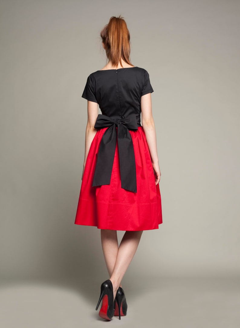 Red Cocktail Dress Wedding Guest Dress Flare Dress Cocktail Etsy