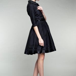 Dress For Women, Wool Dress, Winter Black Dress, Audrey Hepburn Dress, 1950's Dress, Shirt Dress, Cocktail Dress, Little Black Dress,Elegant image 3