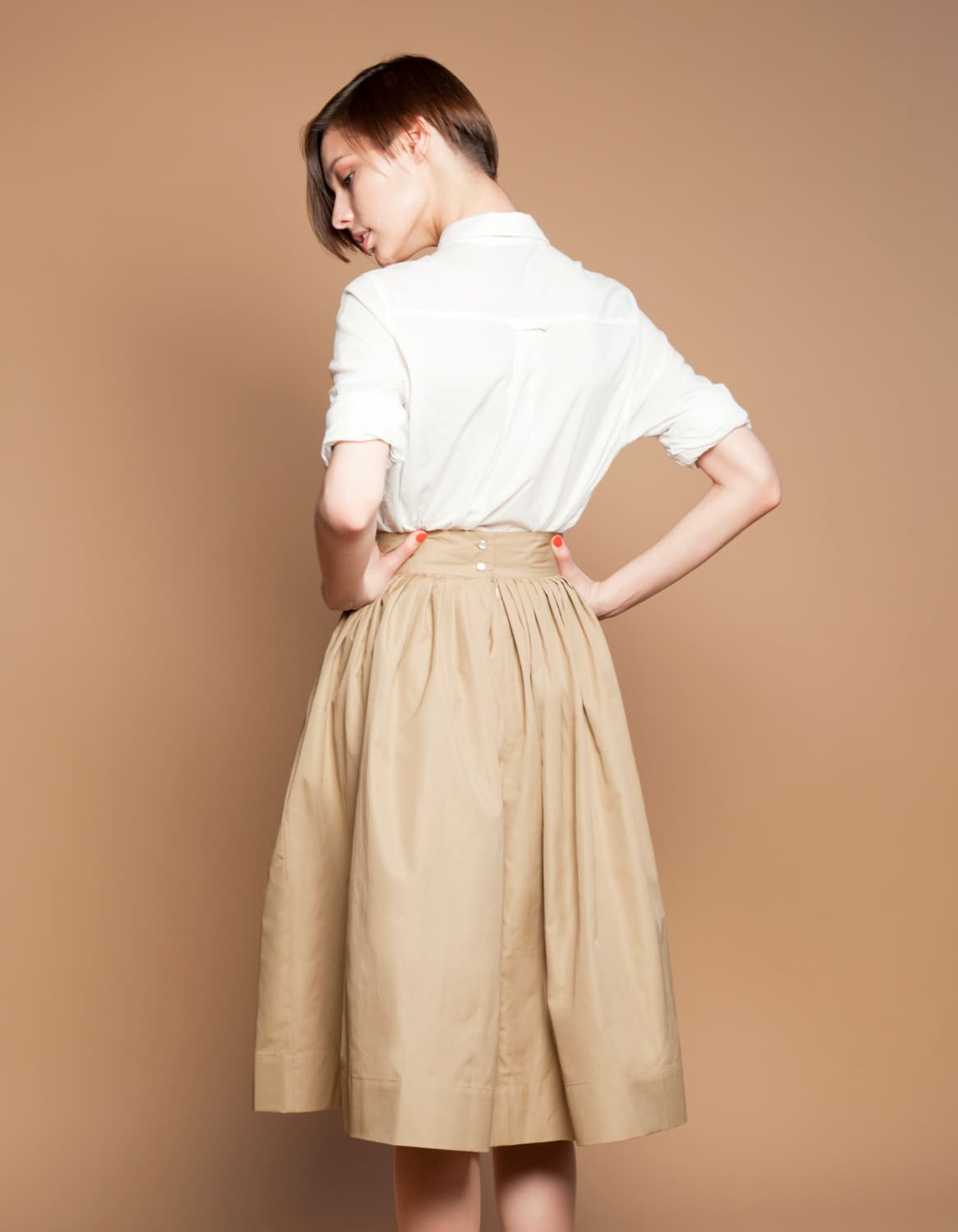 Tailored skirt beige main image 1