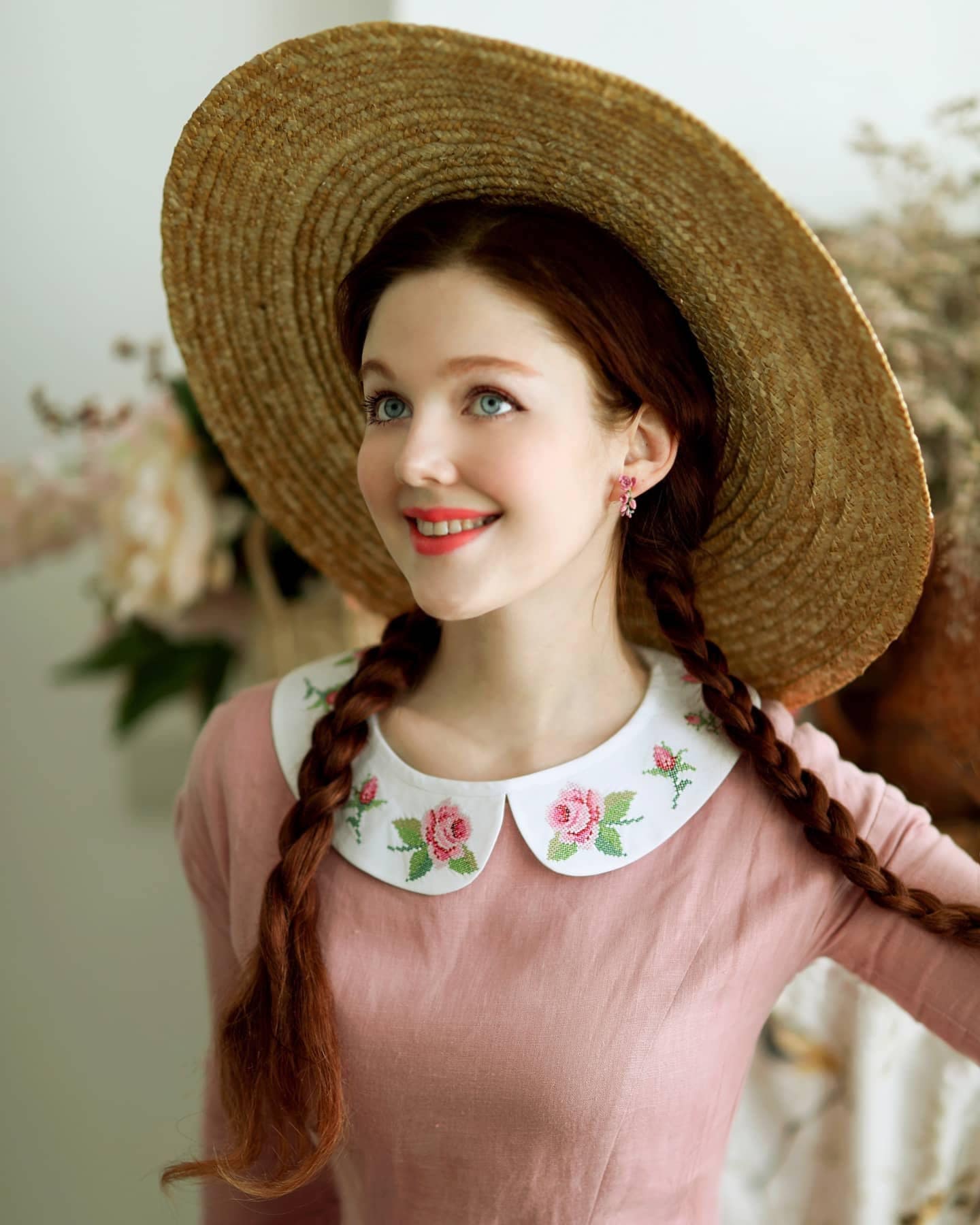 Detachable Collar With Hand Stitch Rose Embroidery - Peter Pan