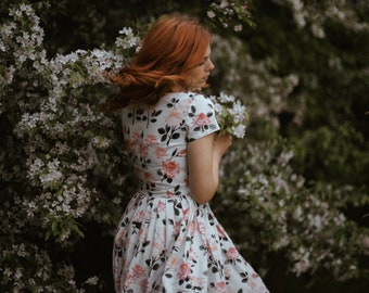 Wedding Guest Dress, Floral Dress, Sale, 1950&#39;s Dress, Formal Dress, Mother Of Bride Dress, Bridesmaid Dress, Floral Wedding Dress, Lolita