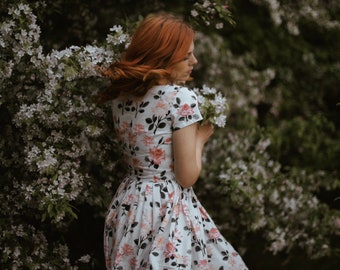 Wedding Guest Dress, Floral Dress, Sale, 1950's Dress, Formal Dress, Mother Of Bride Dress, Bridesmaid Dress, Floral Wedding Dress, Lolita