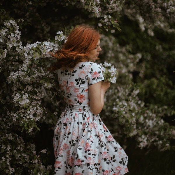 Wedding Guest Dress, Floral Dress, Sale, 1950's Dress, Formal Dress, Mother Of Bride Dress, Bridesmaid Dress, Floral Wedding Dress, Lolita