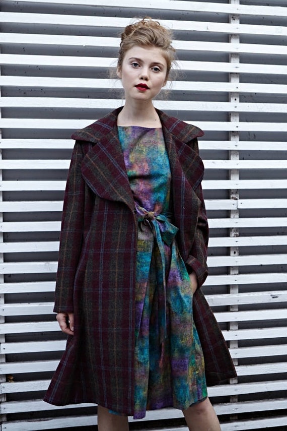 plus size tartan coat