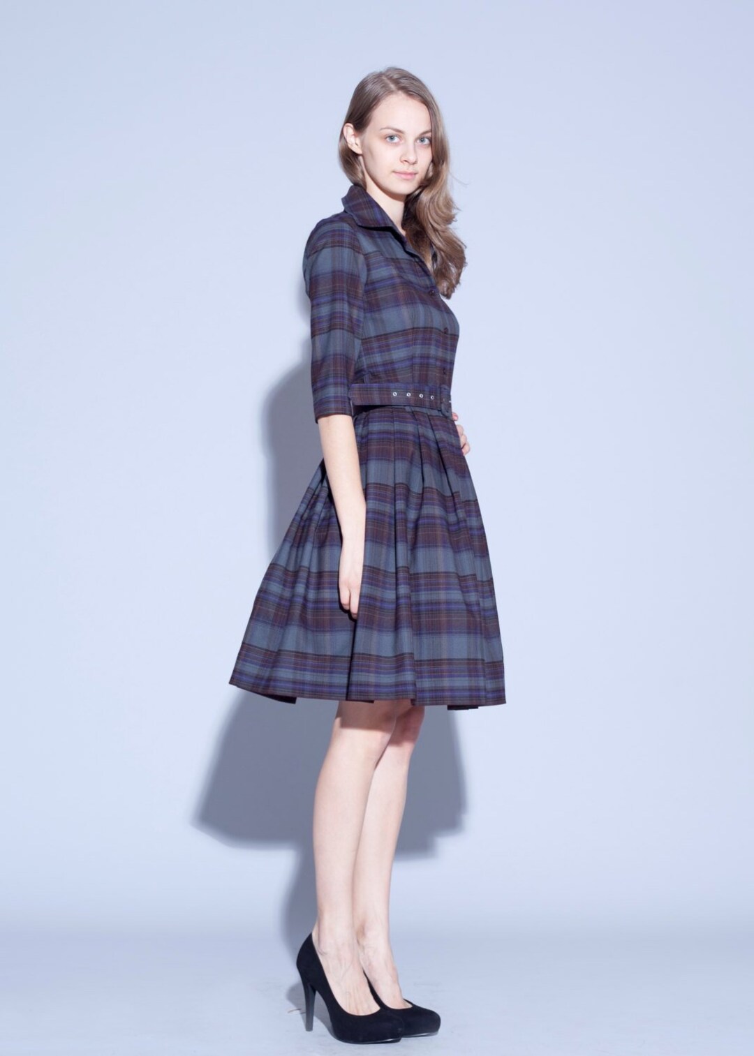 blue flannel dress Plaid Shirtdress main image 1