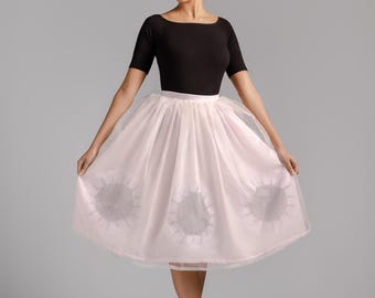 Pink Organza Skirt – Vintage Style Knee Length Skirt, Wedding Guest Party Skirt for Women - Sughra Skirt - The Threads of Migration Capsule
