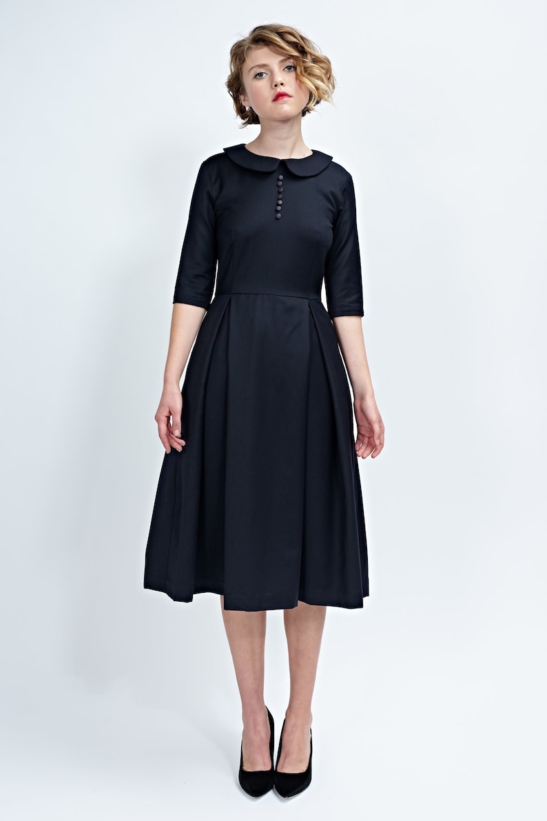 Black Swiss Cross Peter Pan Collar Dress