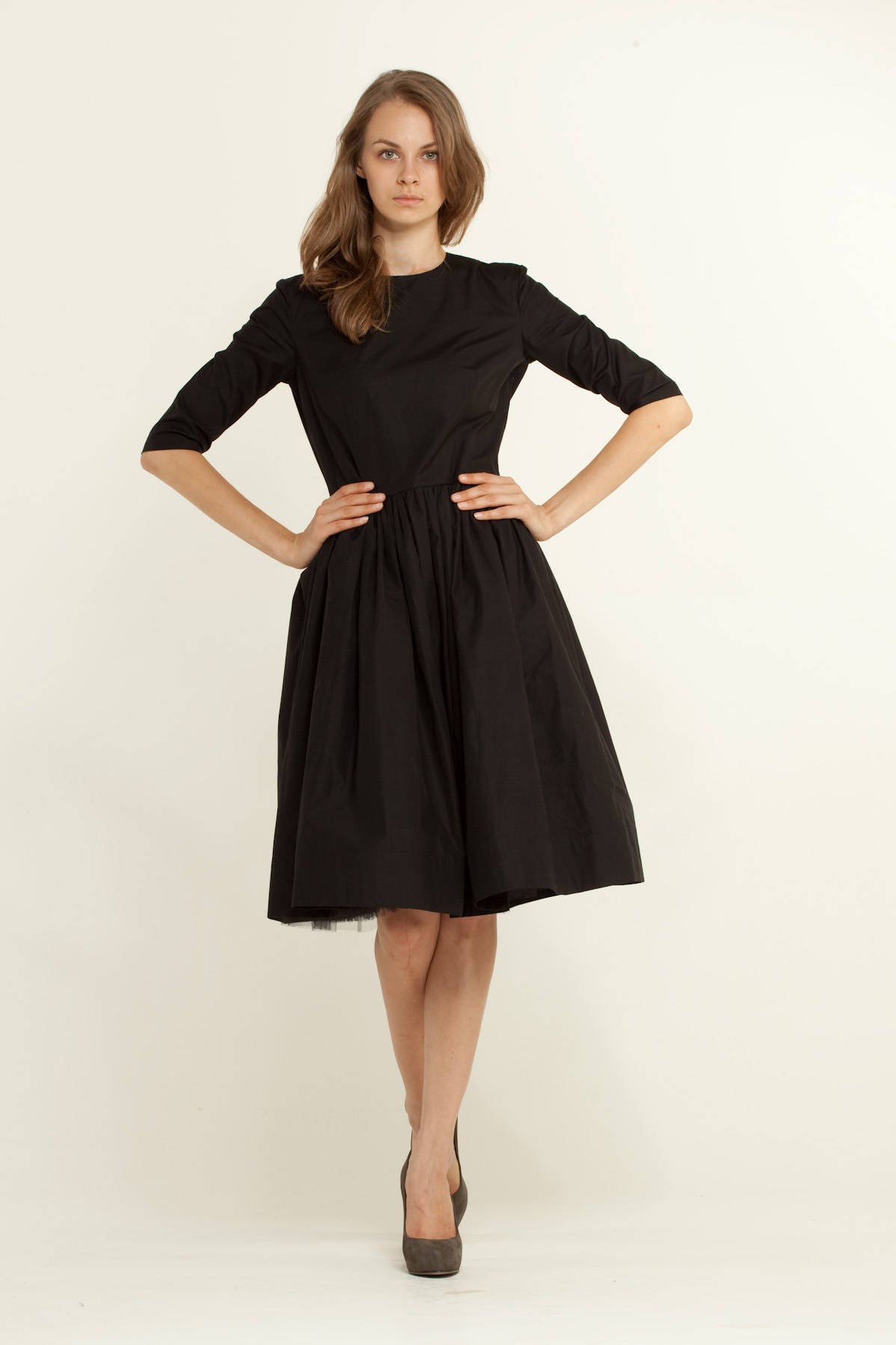 Black Dress With White Collar Audrey Hepburn Dress Midi - Etsy UK